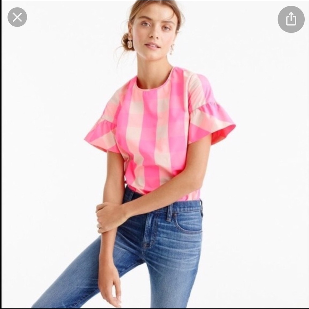 JCrew neon pink taffeta top